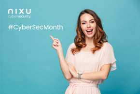 CyberSecMonth banner with a smiling lady